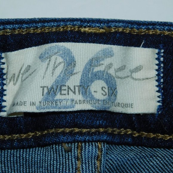 We The Free Denim Jeans Free People Skinny High Rise Raw Hem Size 26 - Picture 7 of 9